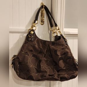 Coach dark brown bag with pleat detail